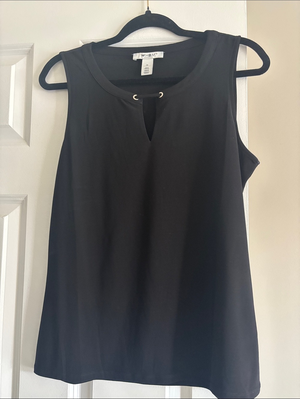 White House Black Market Black Sleeveless Tank with Keyhole Grommet Detail